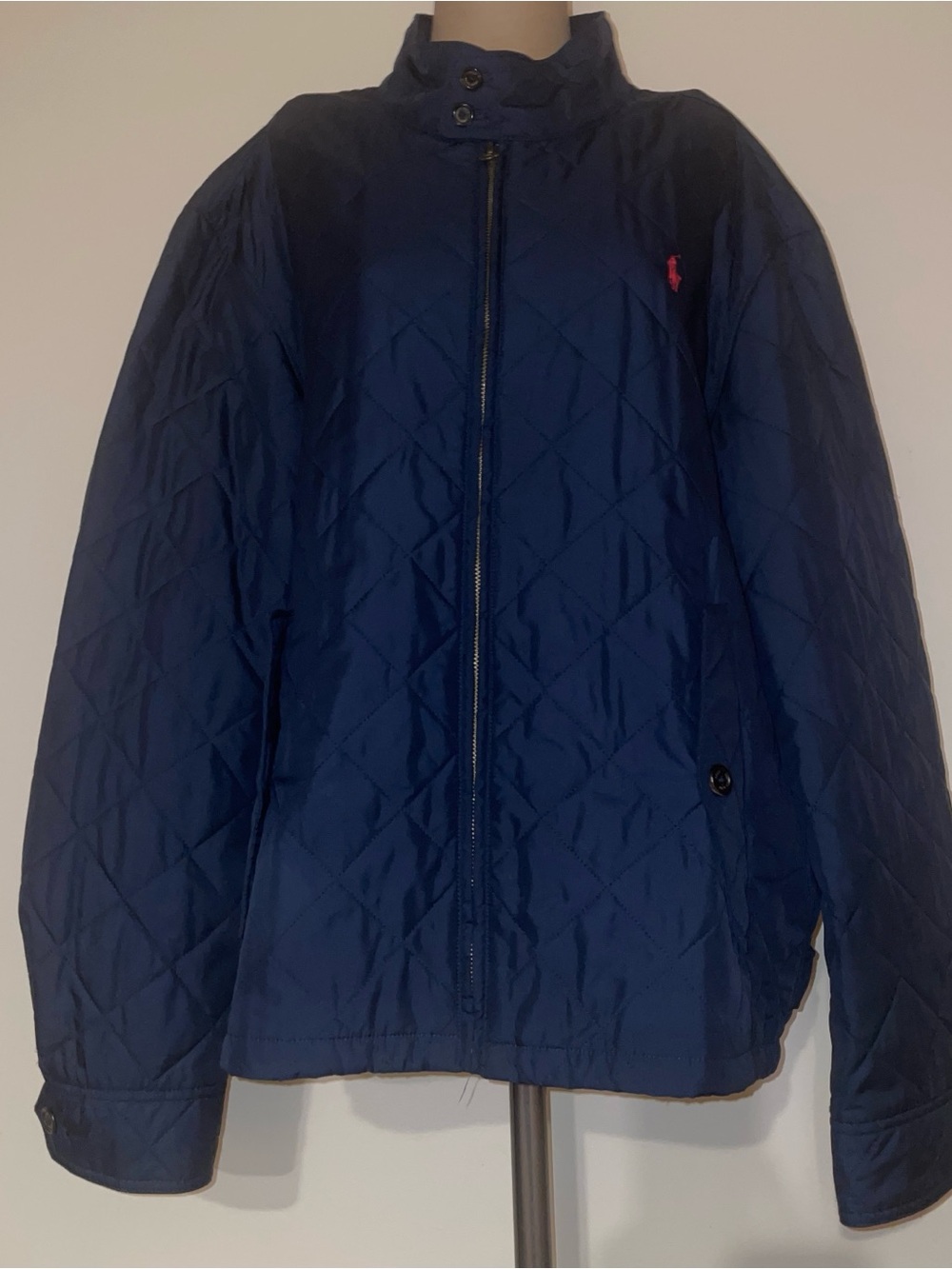 Ralph Lauren Navy Quilted Jacket with Red Pony Logo HARRINGTON style
